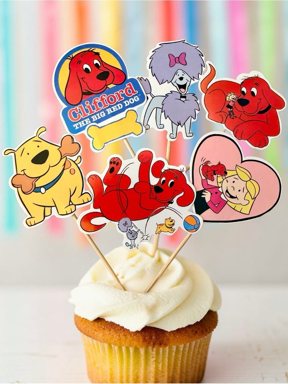24 Clifford the Big Red Dog Cupcake Toppers + 108 Curious George stickers
